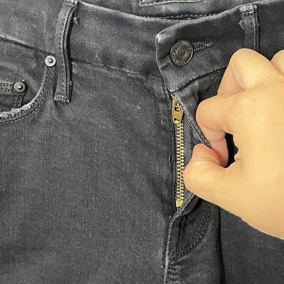 MOTHER Looker Ankle Fray Jeans Women’s Size 25 Black Guilty As Sin Cropped - Picture 8 of 12